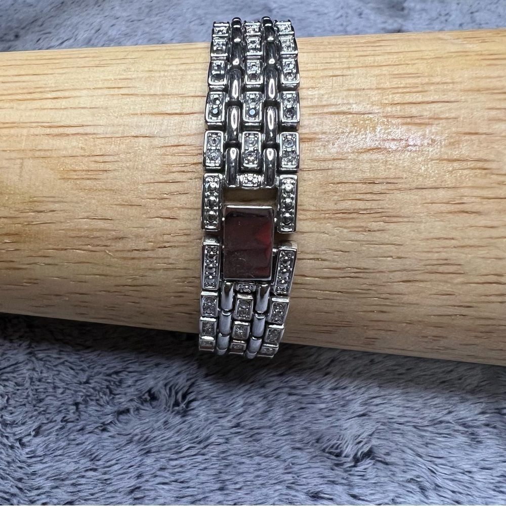 Vintage Nolan Miller Glamour Collection Crystal Rhinestone Bezel Quartz Watch - Picture 6 of 7